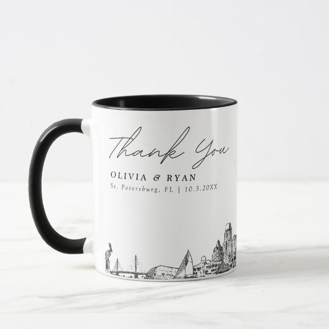 Sankt Petersburg Bröllops Minimal Skräddarsydd Kaf Mugg (Vänster)