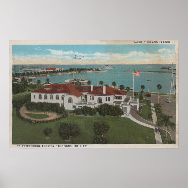 Sankt Petersburg, FL - Aerial of Yacht Klubb & Poster (Framsidan)