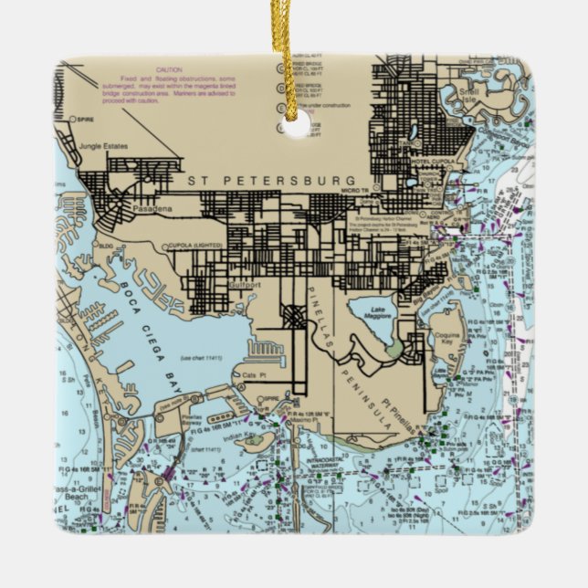 Sankt Petersburg Florida Nautical Chart Julgransprydnad Keramik (Framsida)