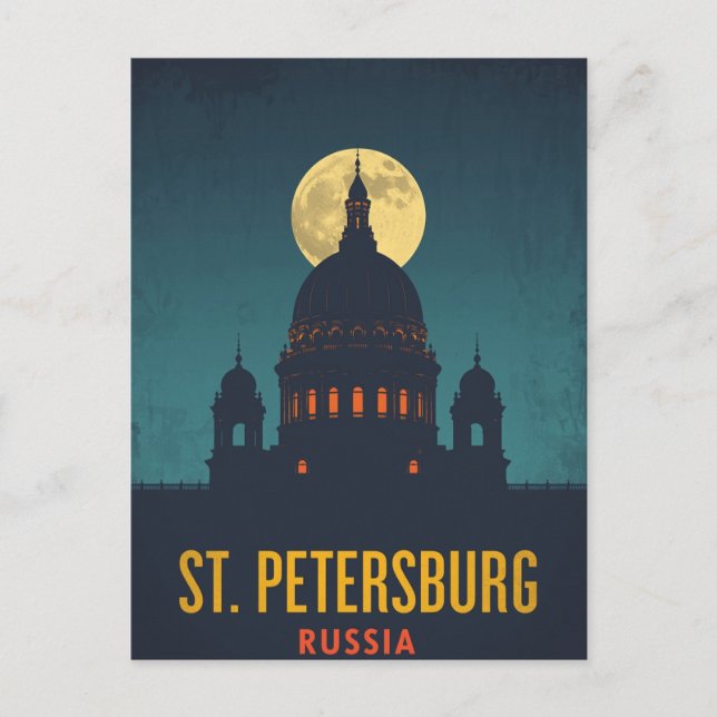 Sankt Petersburg Månbelyst Katedral Vykort (Framsida)