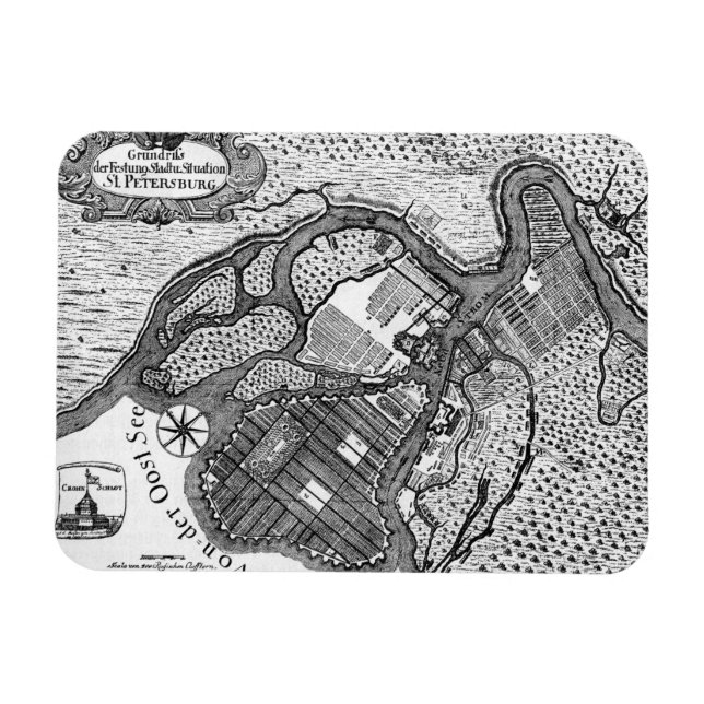 Sankt Petersburg-planen Magnet (Horisontell)
