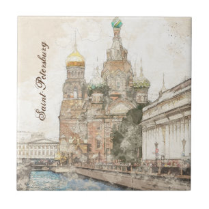 Sankt Petersburg, Ryssland, Ceramic Tile Wall Deco Kakelplatta