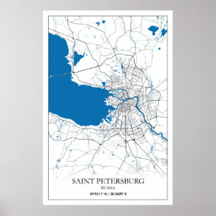 Sankt Petersburg Ryssland City Karta Travel Simple Poster