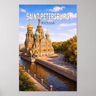 Sankt Petersburg Ryssland Illustration Resa Konst Poster