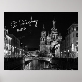 Sankt Petersburg, Ryssland, svart och vitt fotogra Poster