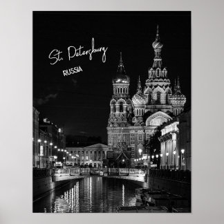 Sankt Petersburg, Ryssland, svart och vitt fotogra Poster