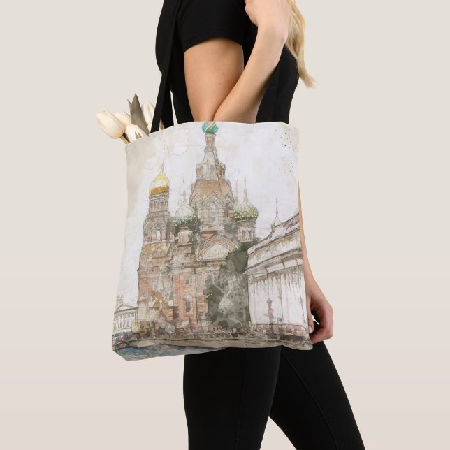 Sankt Petersburg Ryssland Tote Bag - Elegant Trave Tygkasse (Närbild)