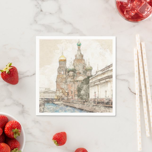 Sankt Petersburg Ryssland Trasa Napkins - Resa Pappersservett (Insitu)