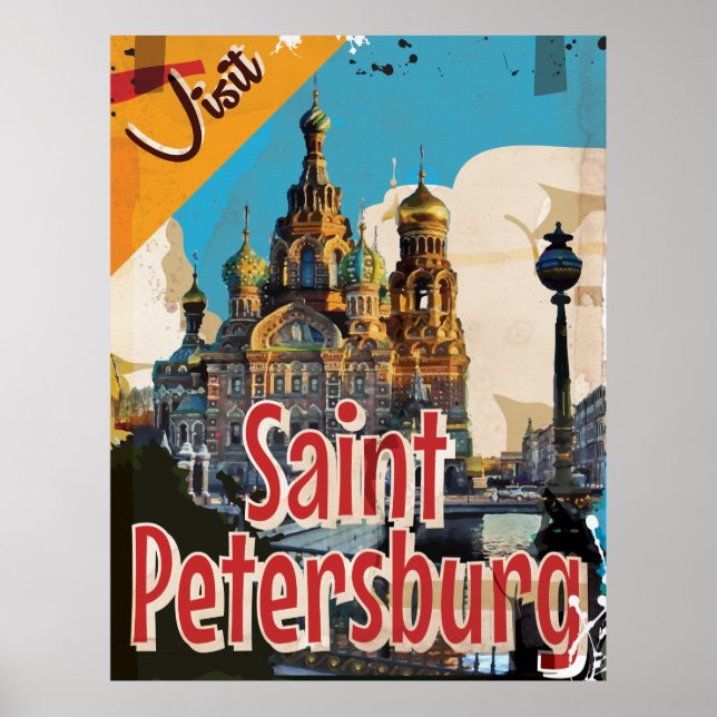 Sankt Petersburg, Ryssland Vintage resor Poster (Framsidan)