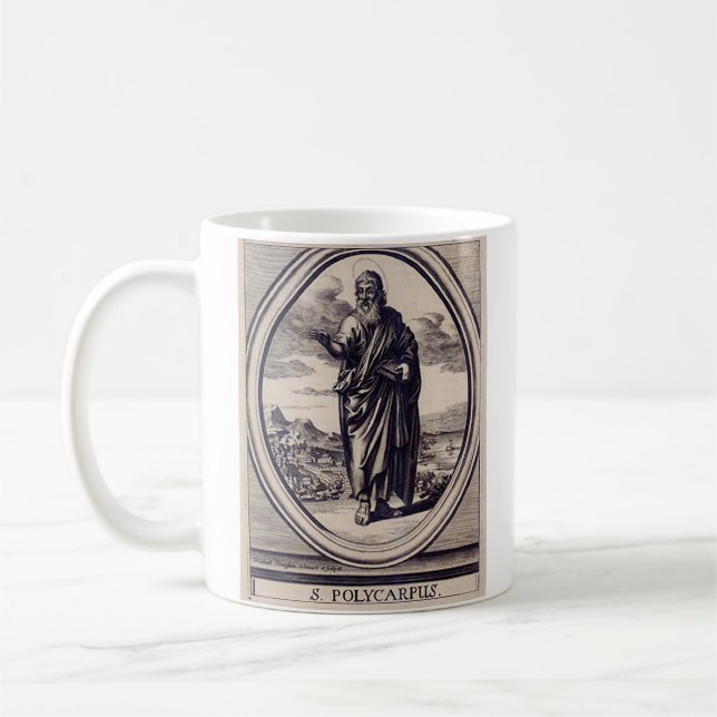 Sankt Polykarp av Smyrna martyr och kyrkofader Kaffemugg (Vänster)