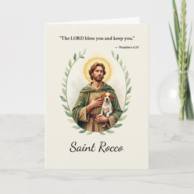 Sankt Rocco Guds Fred med Skrift Kort (Framsida)