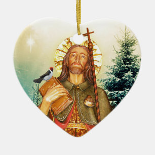 Sankt Rocco Heart Prayer Julgransprydnad Keramik