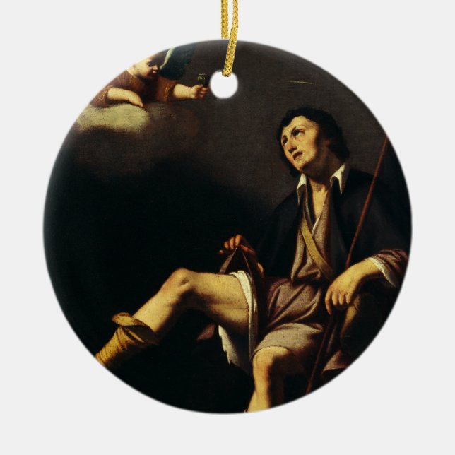 Sankt Rochus och ängeln av Guy François Julgransprydnad Keramik (Framsidan)