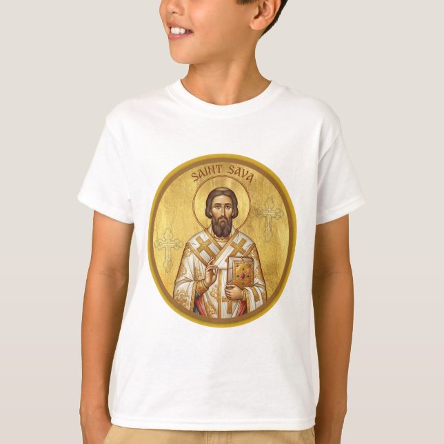 Sankt Sava ortodox ikon T Shirt (Framsida)