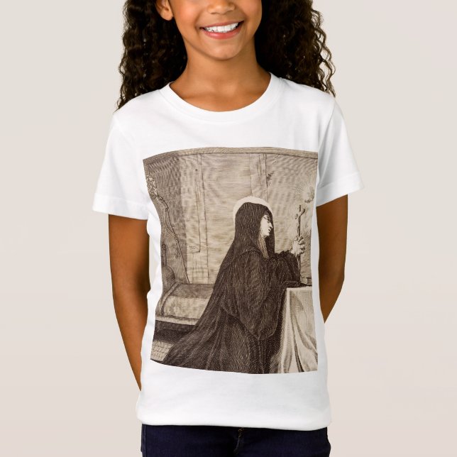 Sankt Scholastica Beskyddare av skolan T Shirt (Framsida)