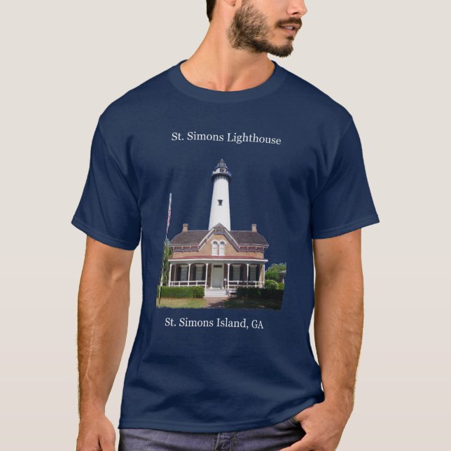 Sankt Simons Lighthouse-skjorta med vit skrift T Shirt (Framsida)
