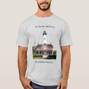 Sankt Simons Lighthouse-skjorta, svart bokstäver T Shirt