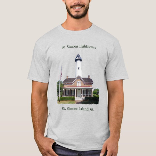 Sankt Simons Lighthouse-skjorta, svart bokstäver T Shirt (Framsida)