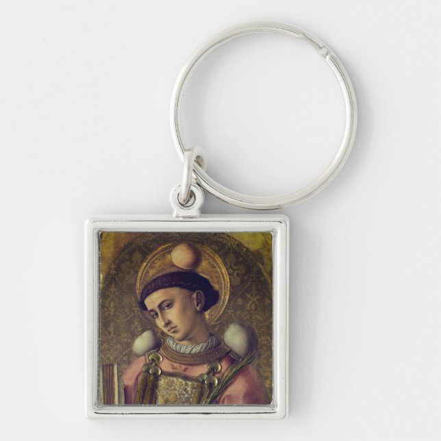 Sankt Stefan (av Carlo Crivelli, 1476) Fyrkantig Silverfärgad Nyckelring (Framsidan)