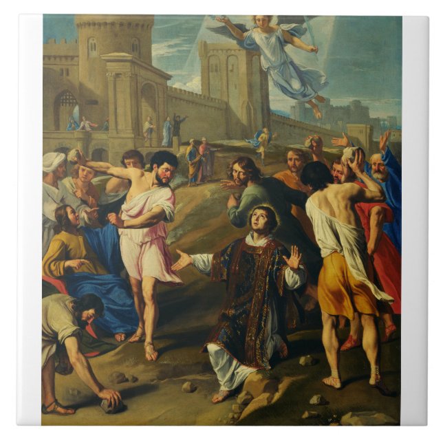 Sankt Stefan den förstmartyrens fikonografikonogra Kakelplatta (Framsidan)