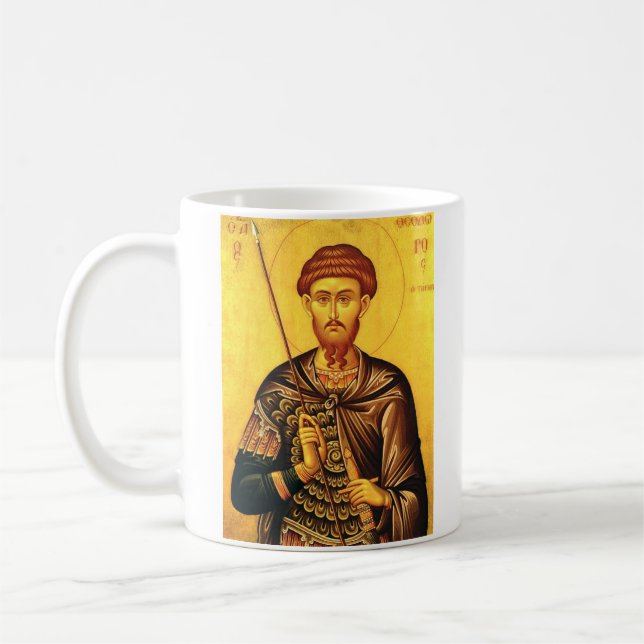 Sankt Teodor Tiron ortodox ikon Kaffemugg (Vänster)