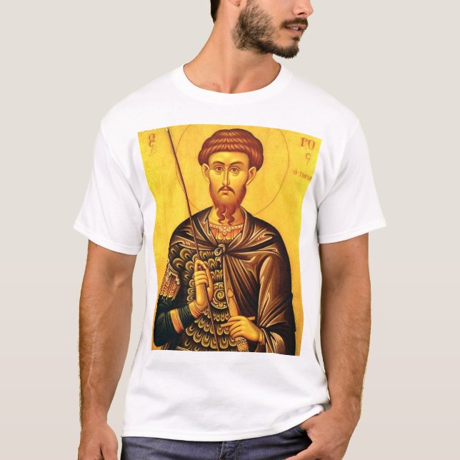 Sankt Theodore Tiron ortodox ikon T Shirt (Framsida)
