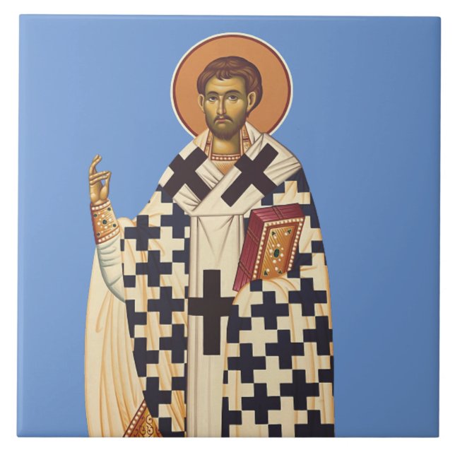 Sankt Timoteus av Efesus Traditionell ortodox kons Kakelplatta (Framsidan)