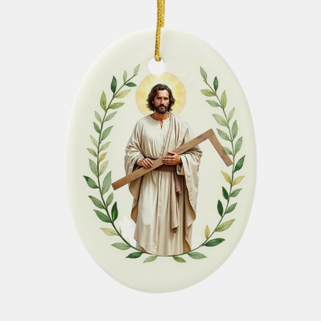 Sankt Tomas aposteln Guds frid och välsignelser Julgransprydnad Keramik (Framsidan)