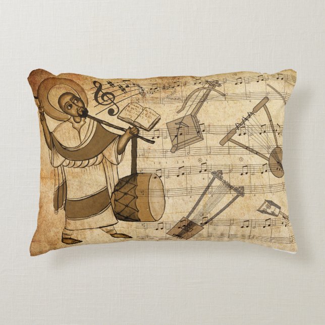 Sankt Yared & de etiopiska musikinstrumenten Prydnadskudde (Framsidan)