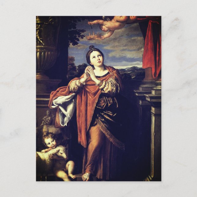 Sankta Agnes av Domenichino (c. 1620) Vykort (Framsida)