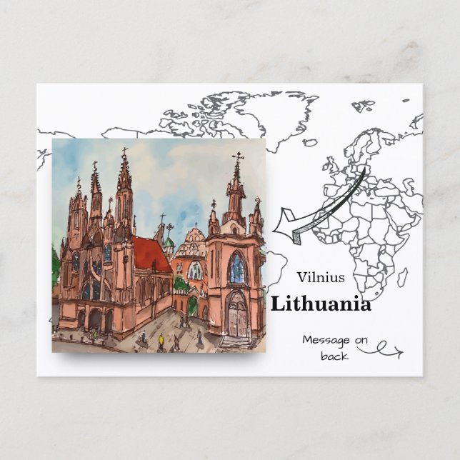 Sankta Annas kyrka, Vilnius, Litauen Vykort (Framsida)
