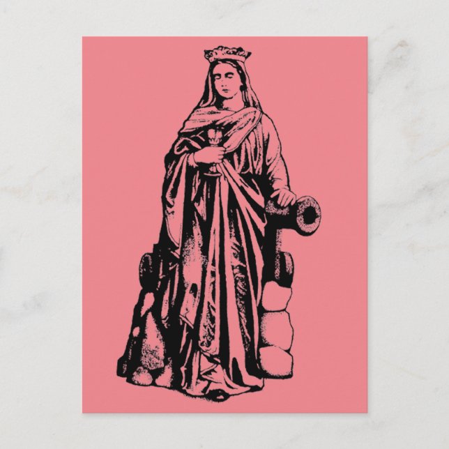 Sankta Barbara den store martyren Helig grafisk ko Vykort (Framsida)