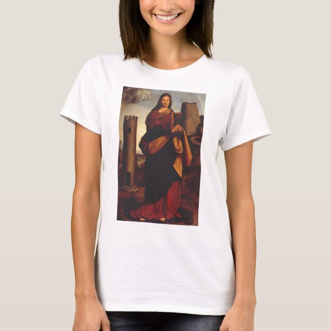 Sankta Barbara Helig Ikon Grafisk Konst T Shirt (Framsida)