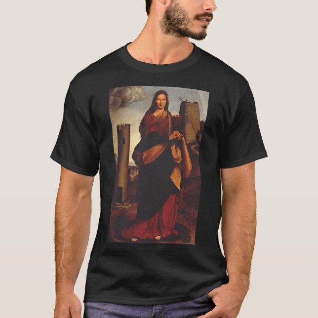 Sankta Barbara Helig Ikon Grafisk Konst T Shirt (Framsida)