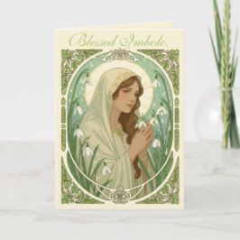 Sankta Brigid håller snödropp vid Imbolc Kort