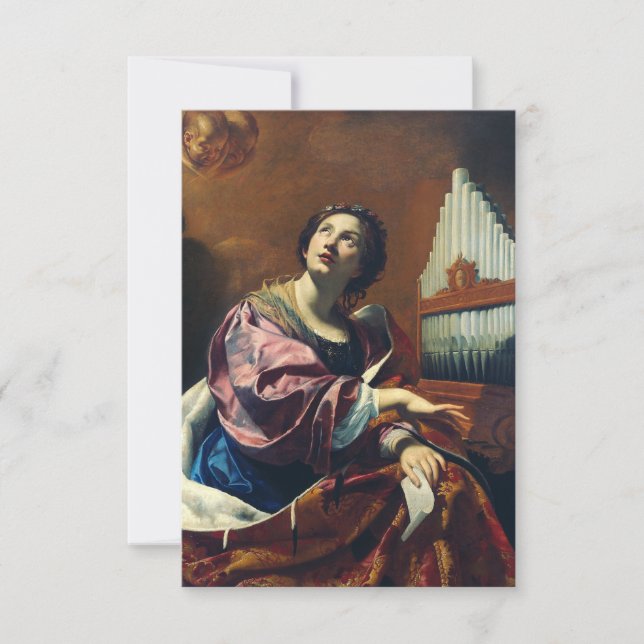 Sankta Cecilia av Simon Vouet Tack Kort (Framsida)