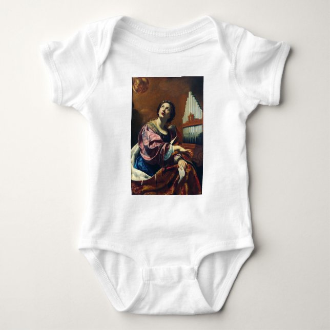Sankta Cecilia Premium "Himmlisk konsert" Konsttry T Shirt (Framsida)