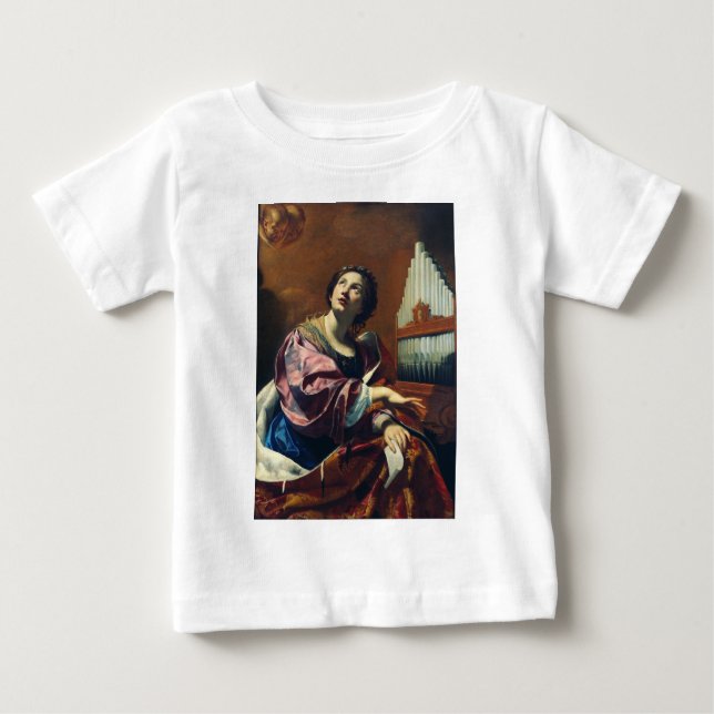 Sankta Cecilia Premium "Himmlisk konsert" Konsttry T Shirt (Framsida)