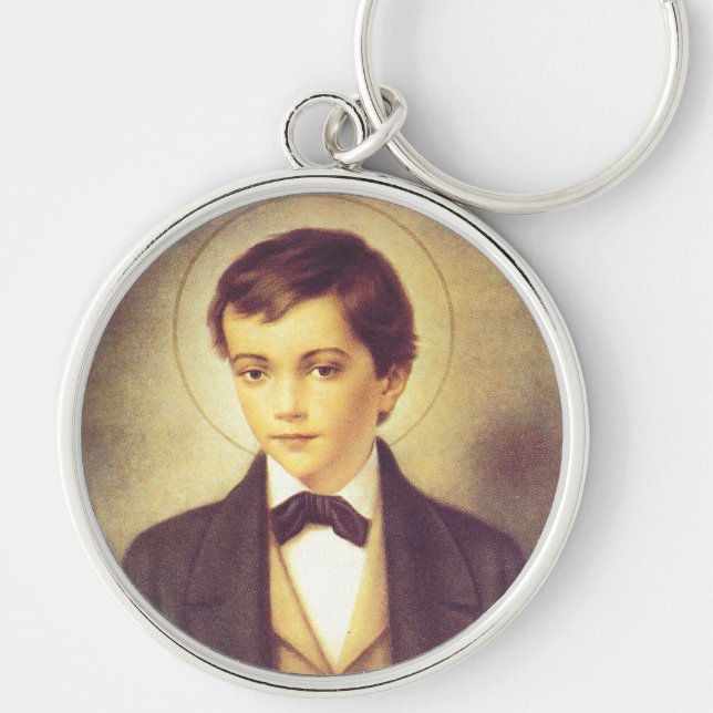 Sankta Dominik Savio elev till Johannes Bosco Rund Silverfärgad Nyckelring (Framsidan)