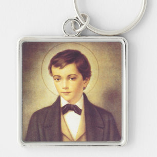Sankta Dominik Savio elev till John Bosco Fyrkantig Silverfärgad Nyckelring