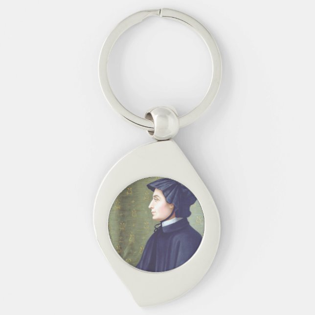 Sankta Elizabeth Ann Seton Swirl Silverfärgad Nyckelring (Framsidan)