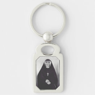 Sankta Faustina Kowalska Rektangulärt Silverfärgad Nyckelring