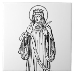 Sankta Hildegard av Bingen medeltida mystiker Kakelplatta
