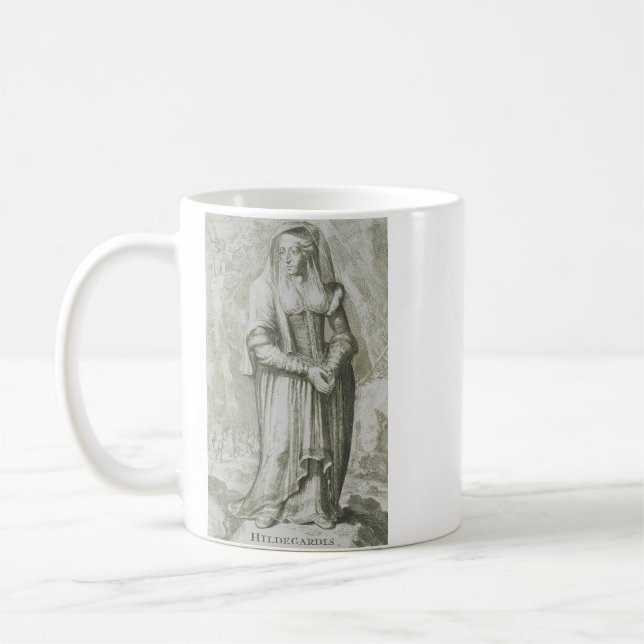 Sankta Hildegard av Bingen Medeltida Mystisk Konst Kaffemugg (Vänster)