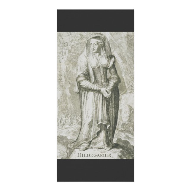 Sankta Hildegard av Bingen Medeltida Mystisk Konst Reklamkort (Framsidan)