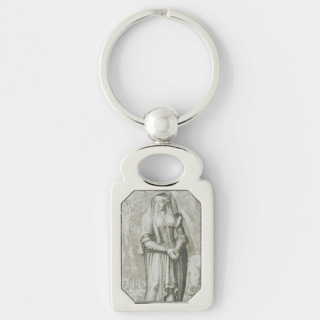 Sankta Hildegard av Bingen Medeltida Mystisk Konst Rektangulärt Silverfärgad Nyckelring (Framsidan)