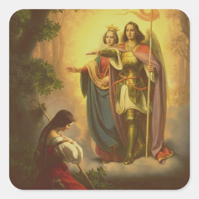 Sankta Jeanne d'Arc  Fyrkantigt Klistermärke (Framsida)