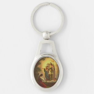 Sankta Jeanne d'Arc Ovalt Silverfärgad Nyckelring