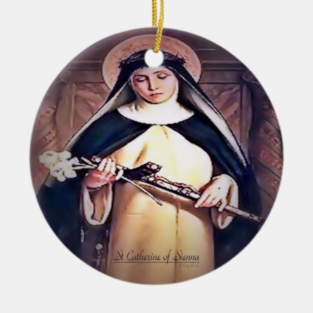 Sankta Katarina av Siena Julgransprydnad Keramik (Framsidan)