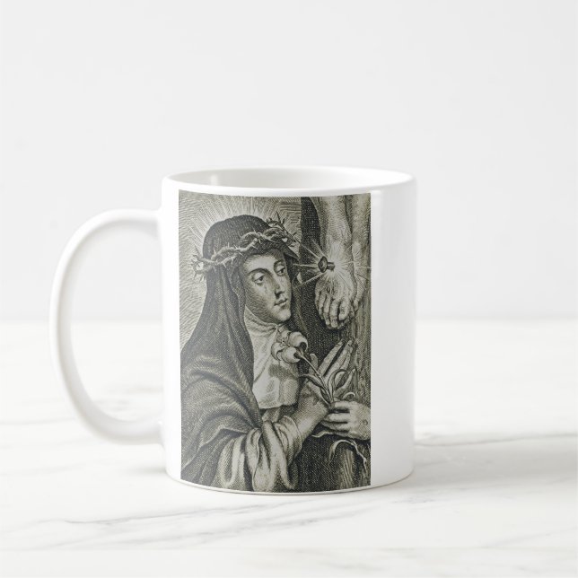 Sankta Katarina av Siena Korsfästelse Art Noir Tro Kaffemugg (Vänster)
